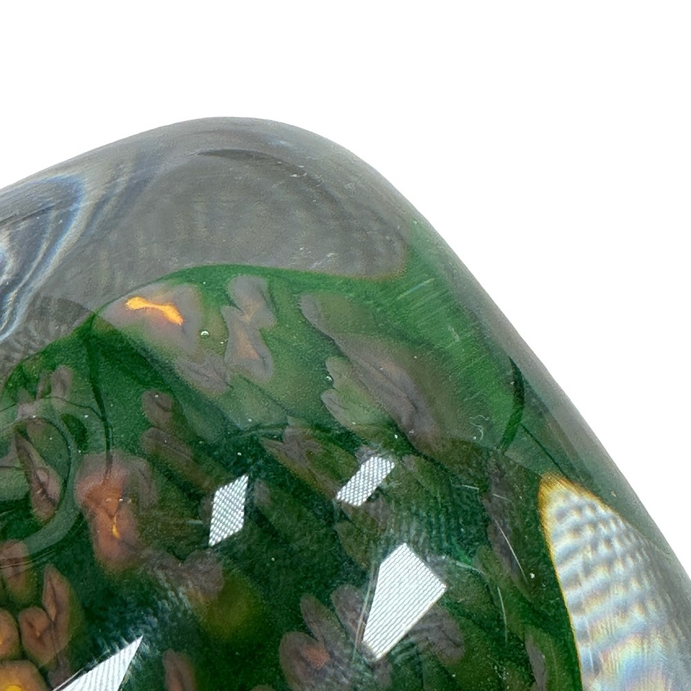 Artisan Signed Green Amber Art Glass Paperweight‎ Sphere 2004 Signed Orb - Picture 9 of 11